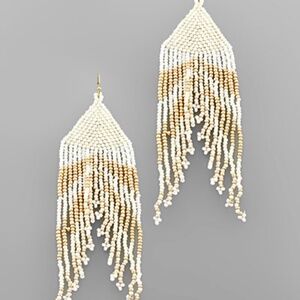 Triangle Multi Tassel Beads Earrings